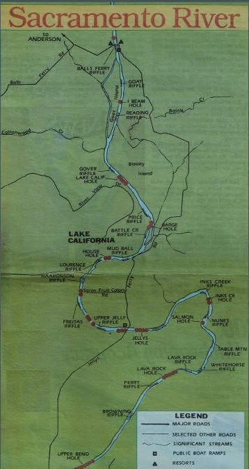 Sacramento river fishing map
