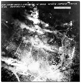 Aerial view night allied bombing Tokyo