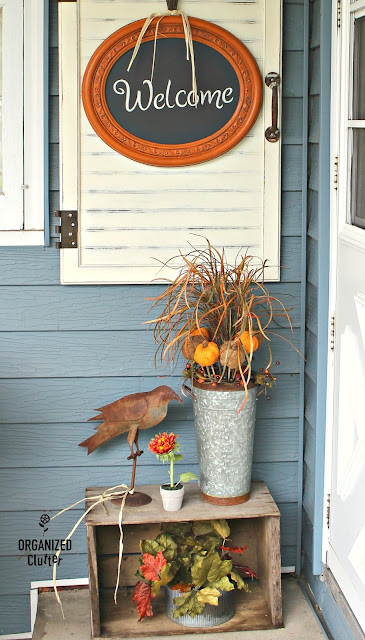 Fall Vignettes From A Rustic Covered Patio www.organizedclutter.net