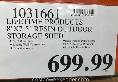 Deal for the Lifetime Products Resin Outdoor Storage Shed at Costco