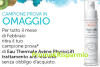 Campione omaggio Eau Thermale Avène PhysioLift trattamento anti età viso Logo Campione omaggio Eau Thermale Avène PhysioLift trattamento anti età viso