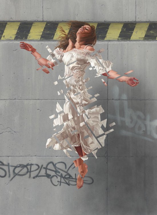 As incríveis pinturas e murais foto-realistas com mulheres e glitches de James Bullough James Bullough arte pinturas murais mulheres glitches foto realistas beleza