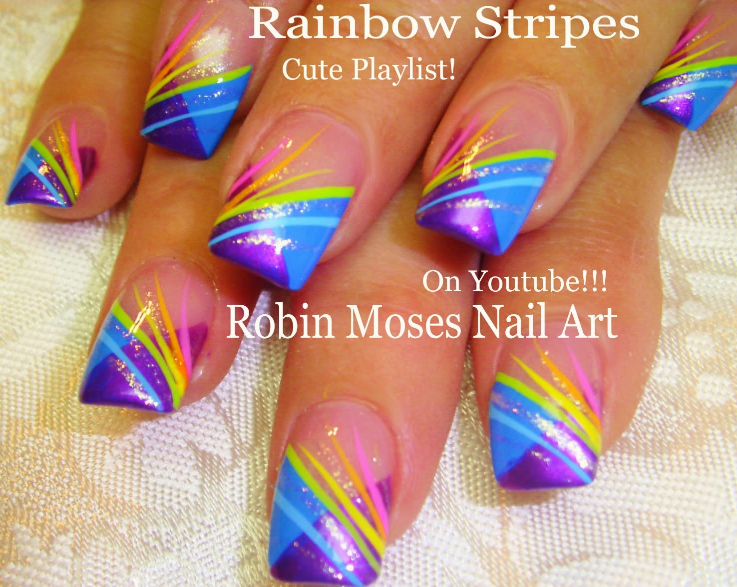 10. "Colorful Striped Nail Art Tutorial" - wide 9