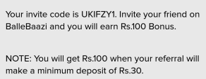 ballebaazi referral code