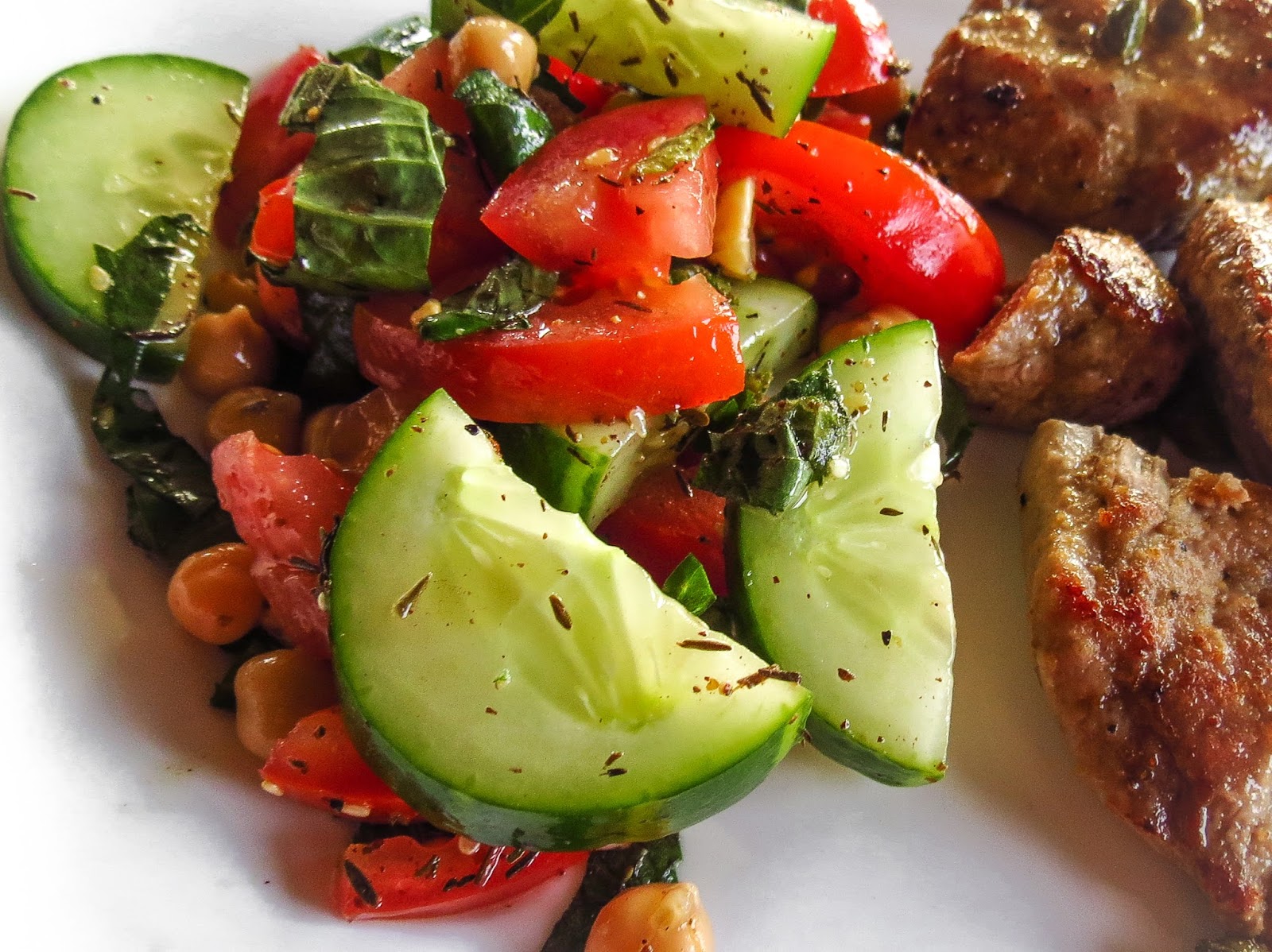 OnTheMoveIn the Galley Cucumber & Tomato Salad with Chickpeas & Herbs