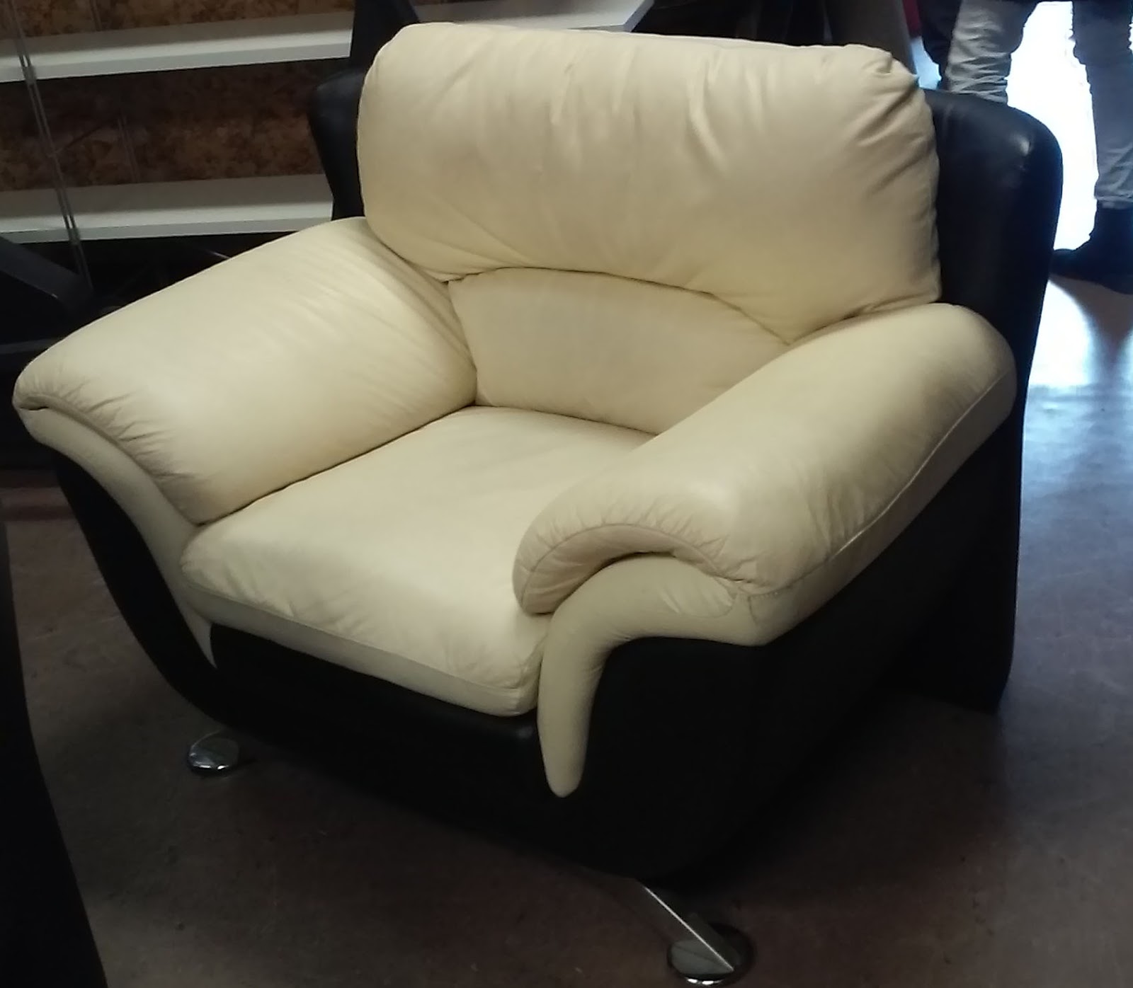 UHURU FURNITURE & COLLECTIBLES SOLD**REDUCED** 2 Toned Leather Chair 140