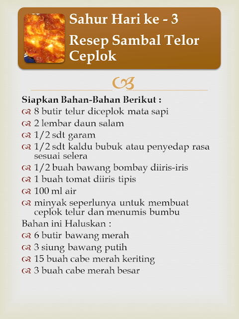 Menu Sahur Selama Sebulan Menu Sahur Selama Sebulan
