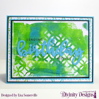 Divinity Designs Stamp/Die Duos: Birthday, Custom Dies: Pierced Rectangles, Scalloped Rectangles, Mixed Media Stencils: Petals, Circles