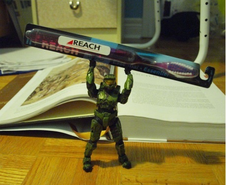 master chief with reach toothbrush