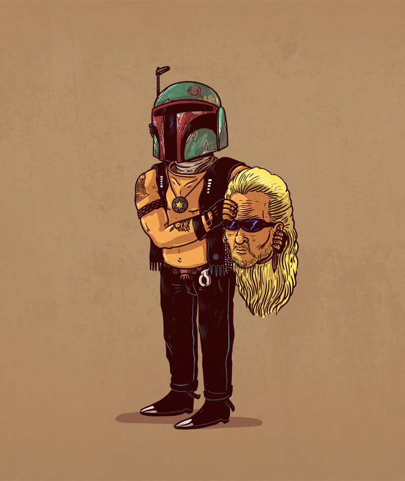 11-Boba-Fett-and-Dog-the-Bounty-Hunter-Alex-Solis-Illustrations-of-Icons-Unmasked-www-designstack-co