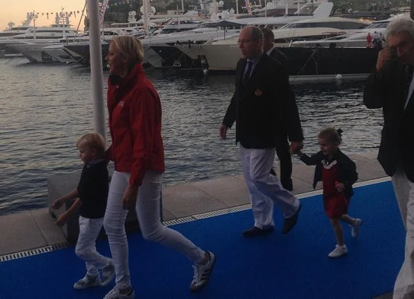 Princess Charlene and their twins Crown Prince Jacques and Princess Gabriella attended the christening ceremony at Monaco Yacht Club