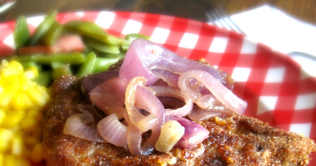Cooking with K Crusty Breaded Pork Chops with Caramelized Purple Onions