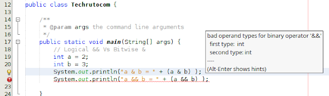 Compilation error because Operator && is defined only for Boolean values Compilation error because Operator && is defined only for Boolean values