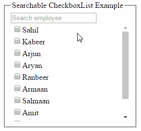 Add Textbox Search functionality in Asp.Net CheckBoxList using jQuery