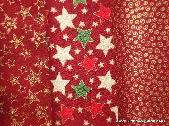 Telas navidad  2012 - Estrellas en fondo rojo
