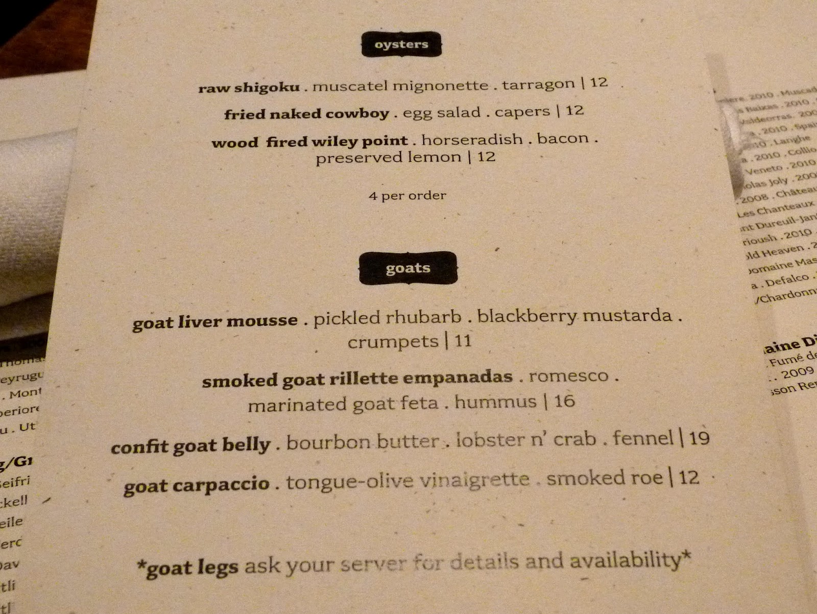 Girl and the goat menu deals