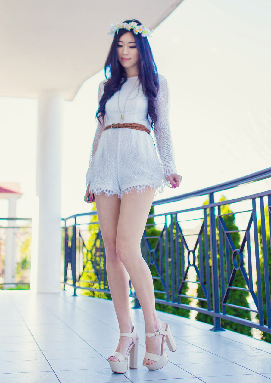 Isabel Z - Pop Cherry Fashion Lace Playsuit - White romance | LOOKBOOK
