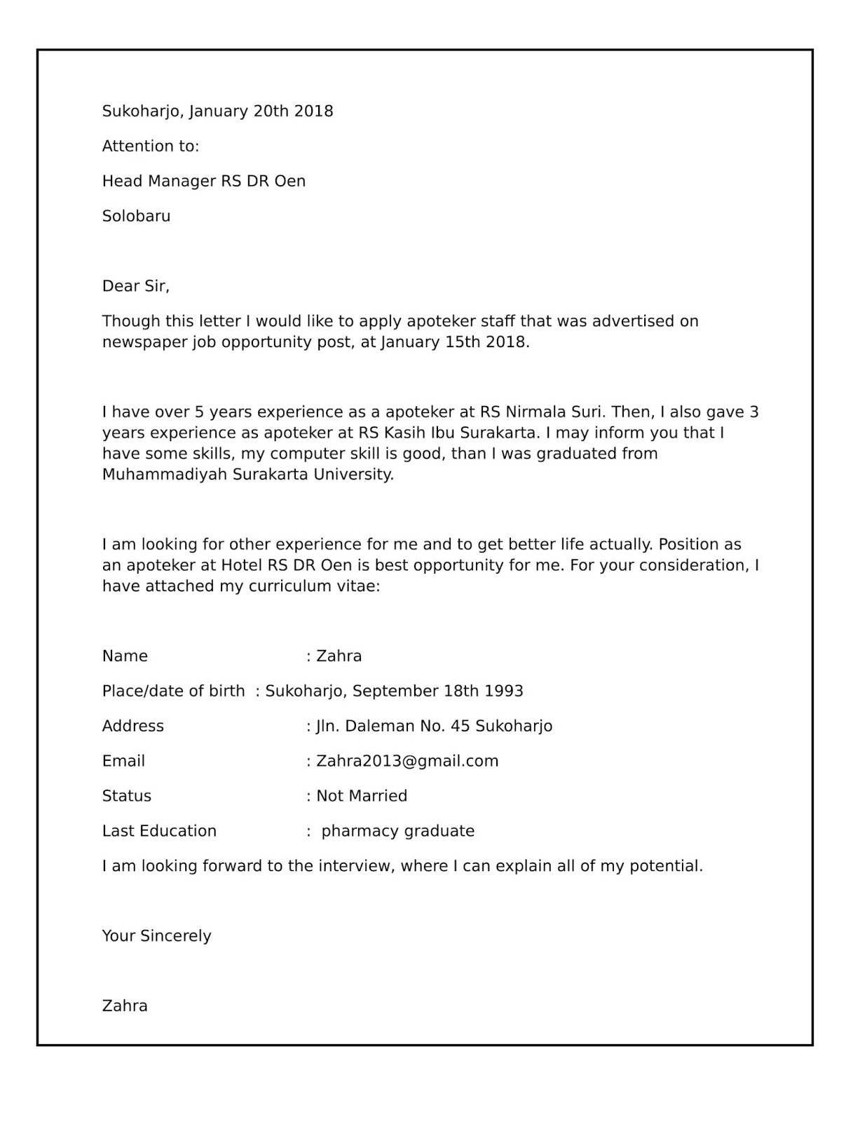 Contoh Surat Masuk Bahasa Inggris Nusagates