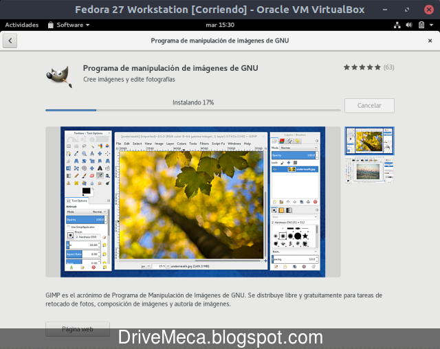 La app Software descarga Gimp