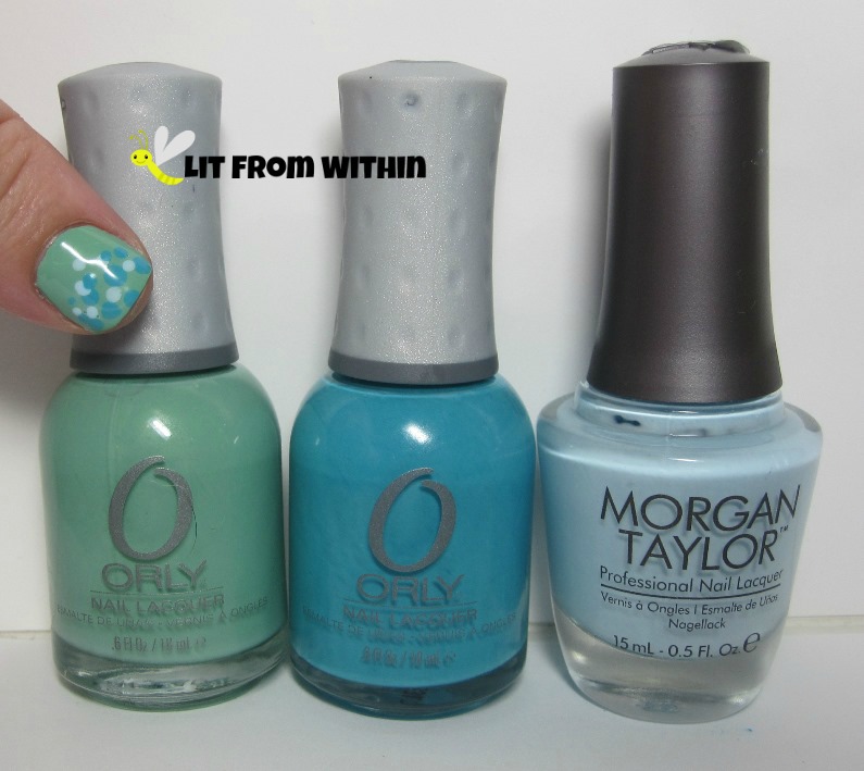Orly Ancient Jade, Orly Water Lily, and Morgan Taylor Water Baby