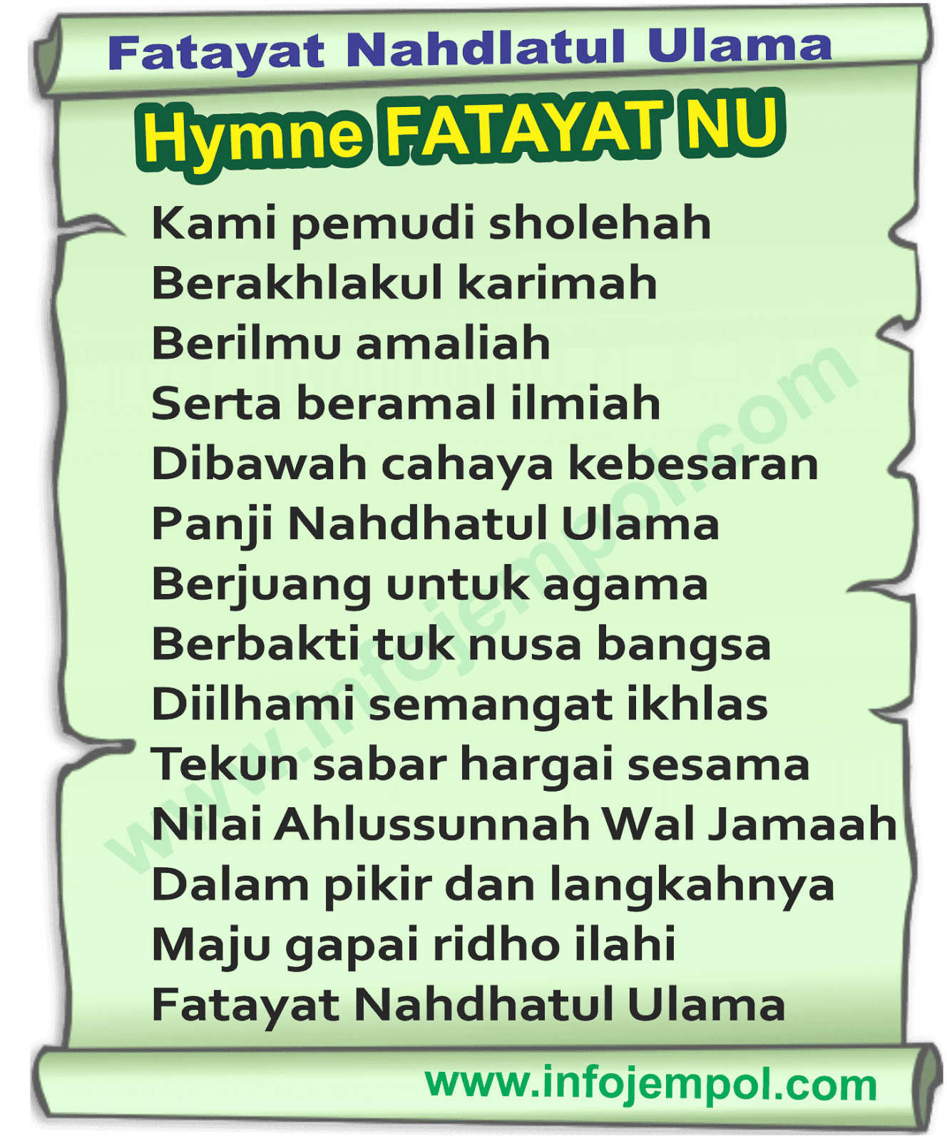 FATAYAT NU (Nahdlatul Ulama) Lirik Hymne, Mars, Download FATAYAT NU (Nahdlatul Ulama) Lirik Hymne, Mars, Download