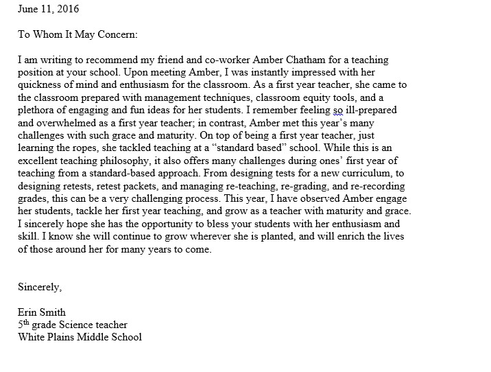 chats with chatham reference letters science teacher recommendation letter