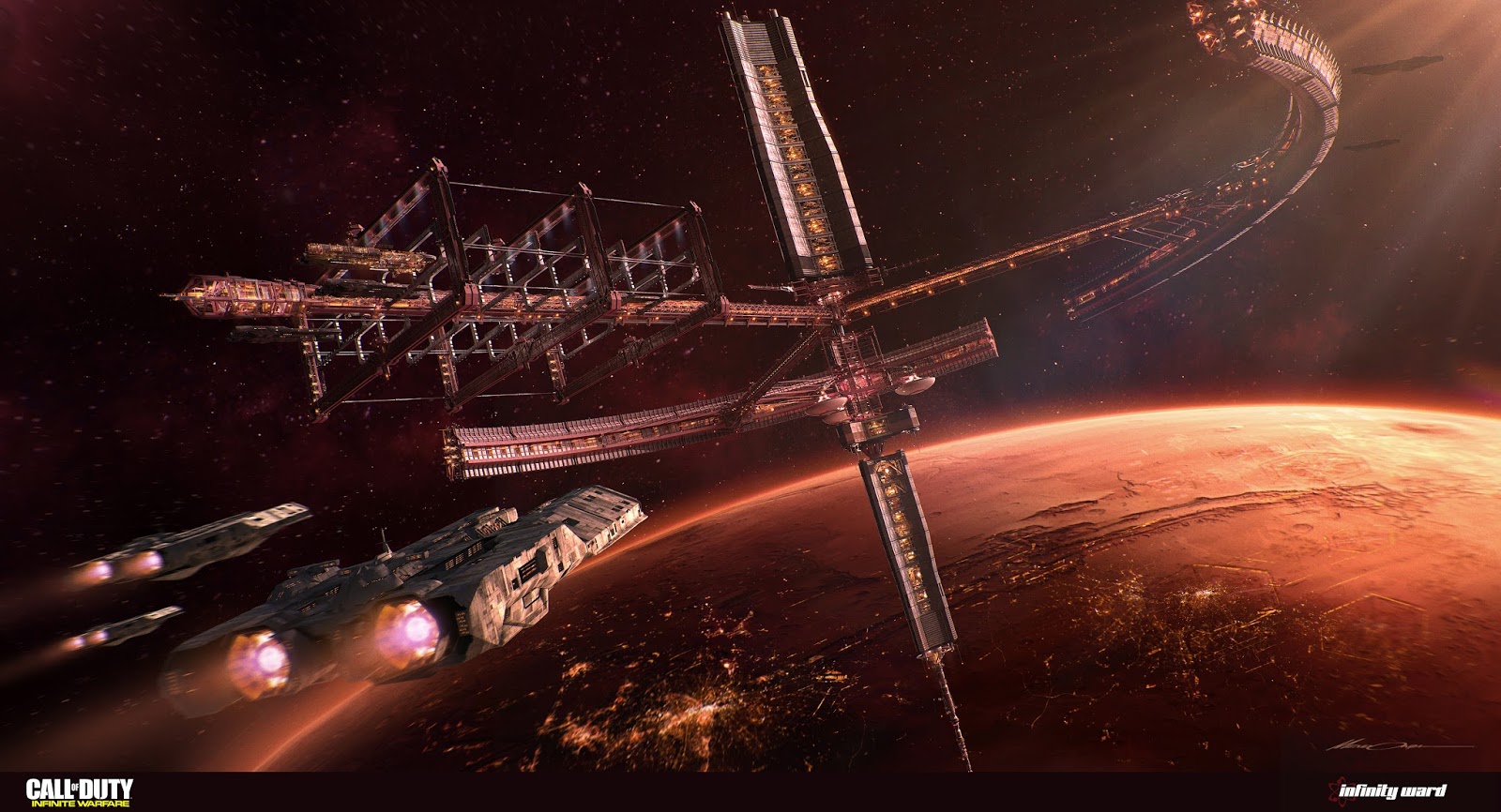Mars orbital shipyard by Gus Mendonca - concept art for Call of Duty Infinite Warfare