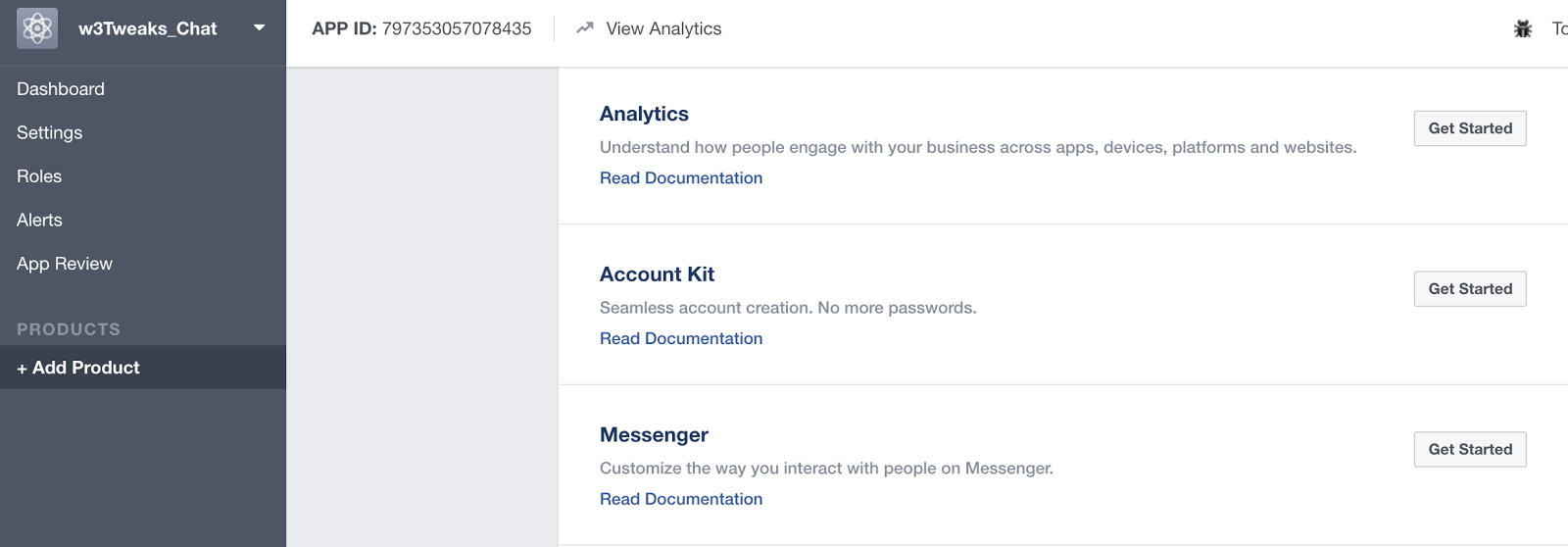 Add Product Facebook for Developers