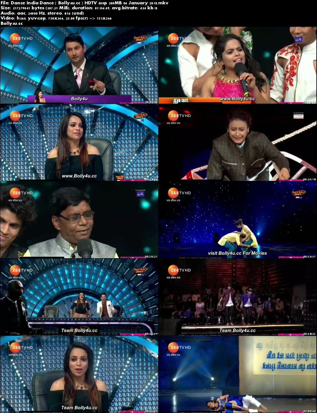 Dance India Dance HDTV 480p 200MB 06 January 2018 Download