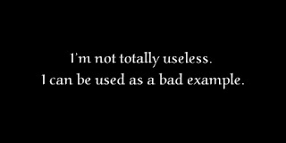 I’m not totally useless. I can be used as a bad example.