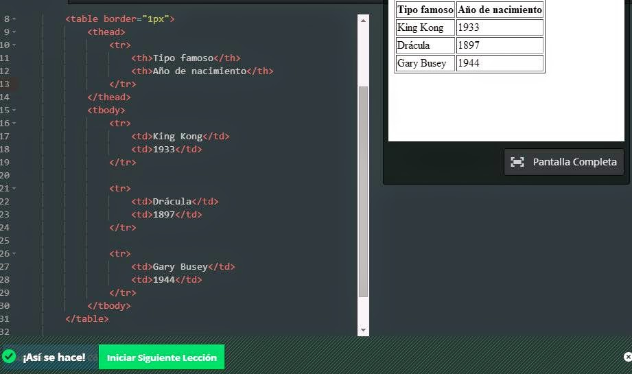 Aprendiendo a Programar Creando Tablas en HTML Encabezados