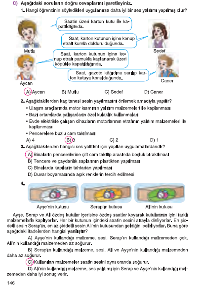 6. Sınıf Tuna Matbaa Yayınları Fen Bilimleri Ders Kitabı 146. Sayfa Cevapları Sesin Maddeyle Etkileşimi 6. Sınıf Tuna Matbaa Yayınları Fen Bilimleri Ders Kitabı 146. Sayfa Cevapları Sesin Maddeyle Etkileşimi