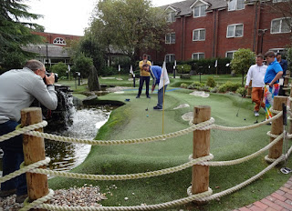 Peter Jones making a crucial putt - as I look on - during our semi-final match in the American Golf Adventure Golf National Pairs Grand Final at The Belfry. The tournament will be televised on Sky Sports Golf on Tuesday 7th November