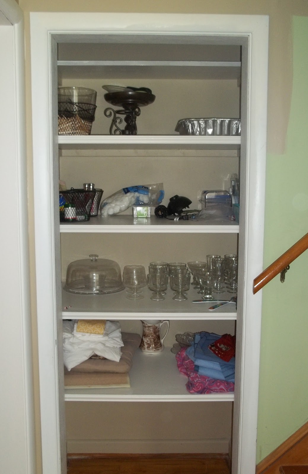 Sliding Down The Stairs dining room closet.