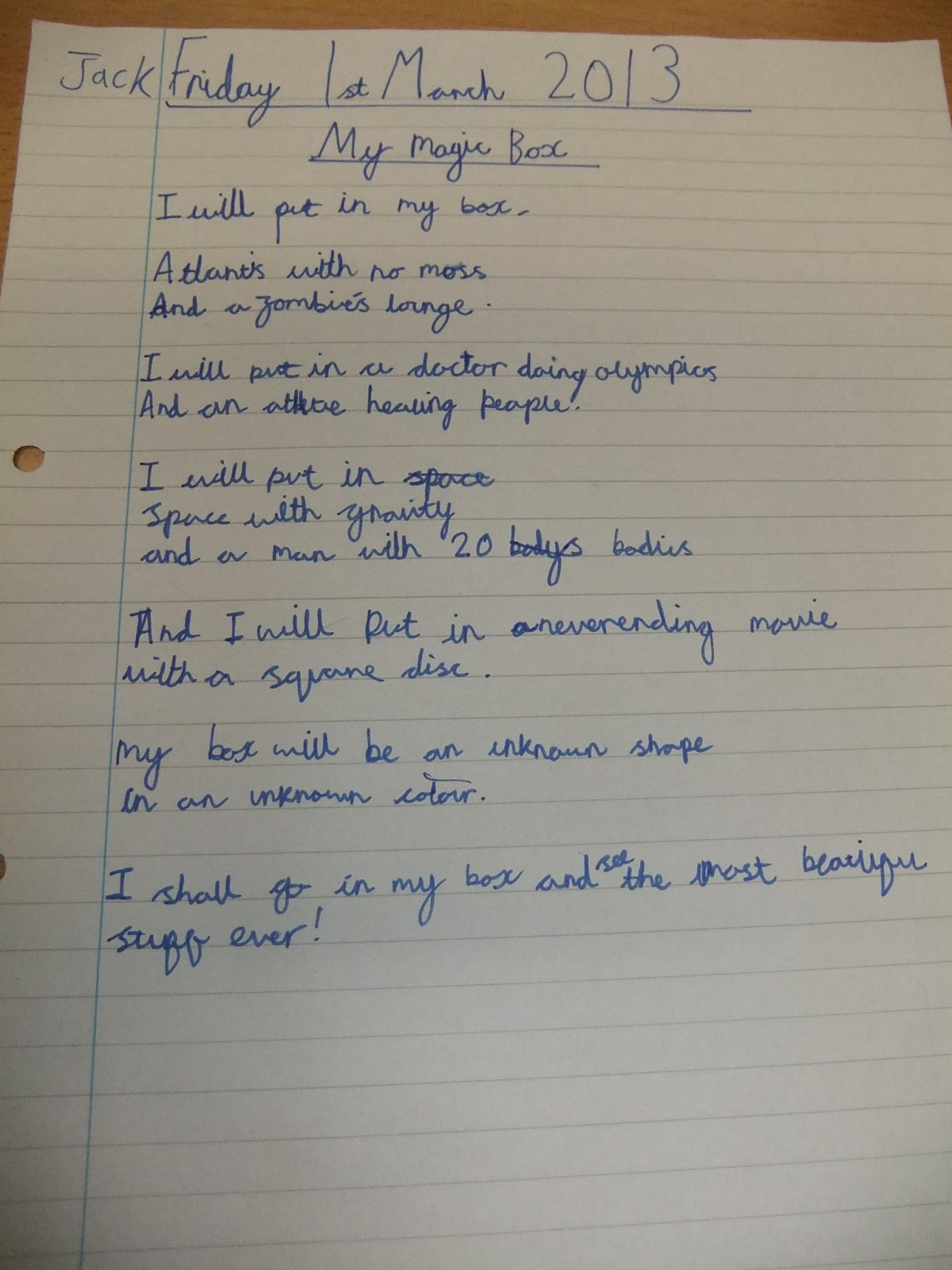 St. Clare's Class Blog The Magic Box