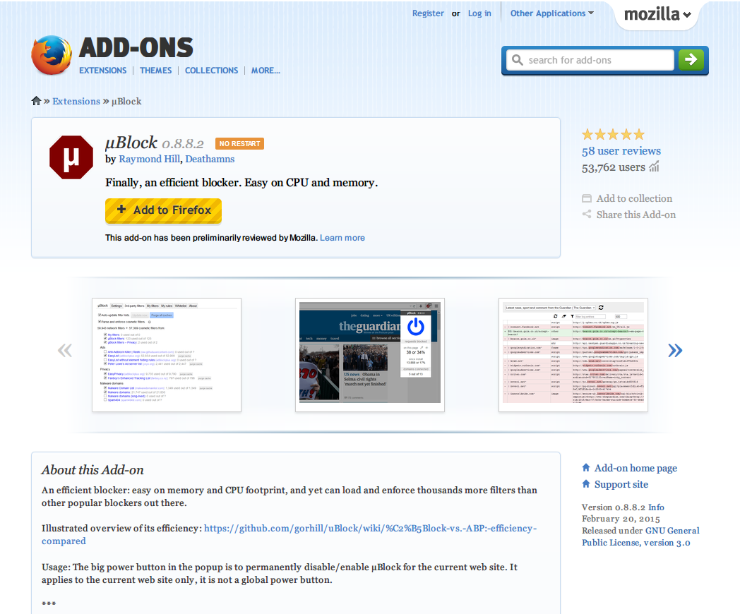 50 addons for Firefox 36