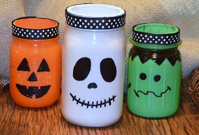 Halloween painted mason jars