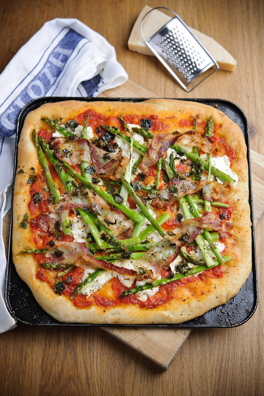Asparagus, Ricotta And Pancetta Pizza Claire's World