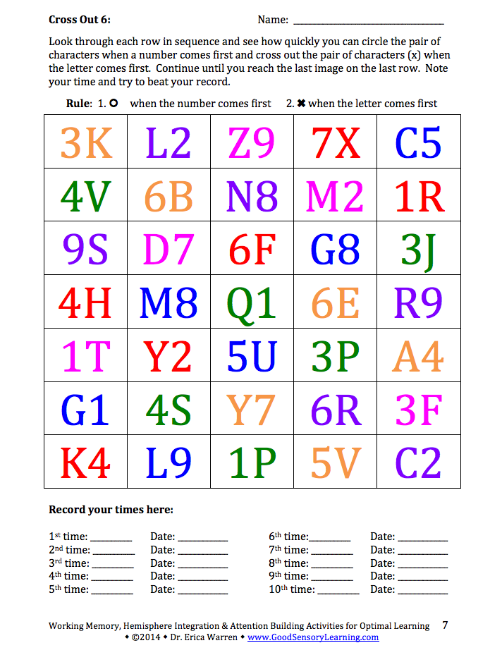 Classroom Freebies: Strengthening Working Memory: Free Sample Activity