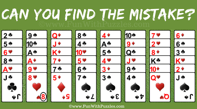 Answer of Mistake Finding Freecell Solitaire Card Game Puzzle