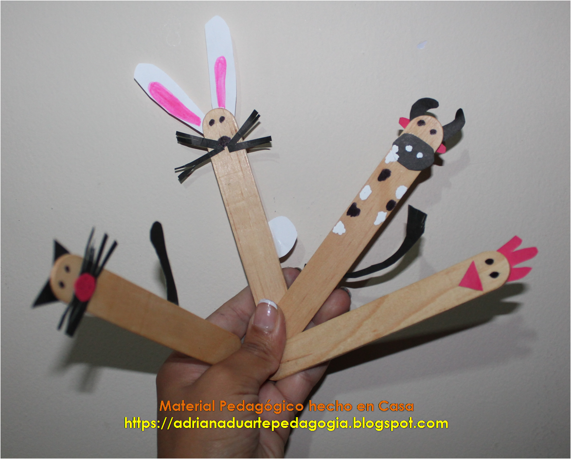 Material pedagógico hecho en casa Animales con Bajalenguas