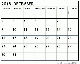 Free Printable Calendar December 2018