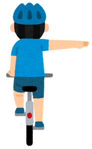 自転車の手信号のイラスト（右折）