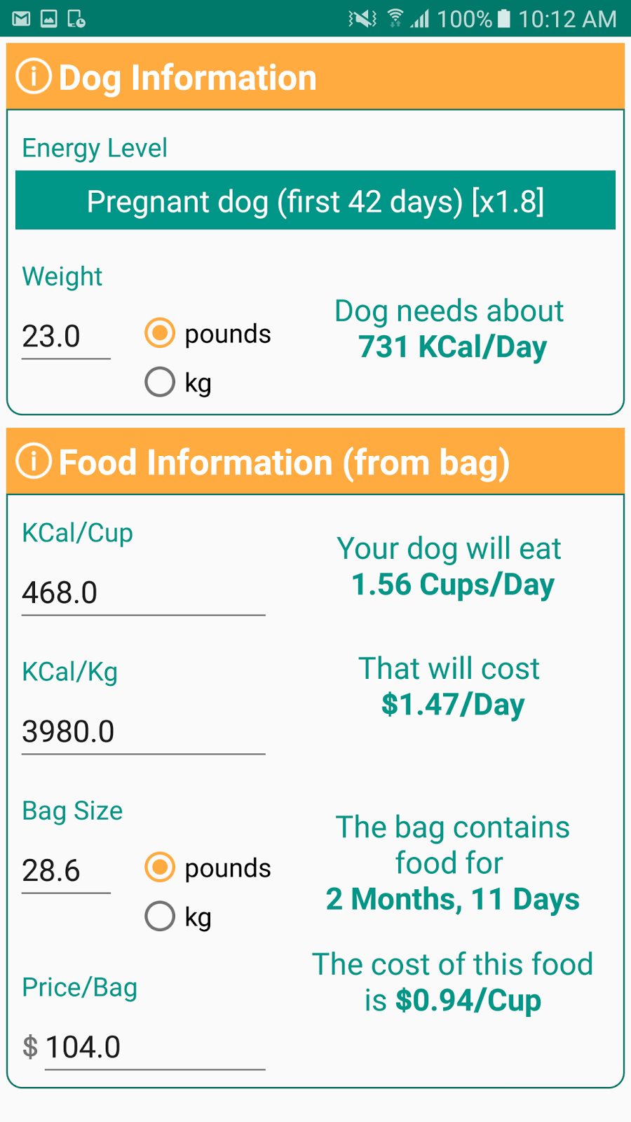 Seang Kuan blog Android App "Dog Food Calculator"