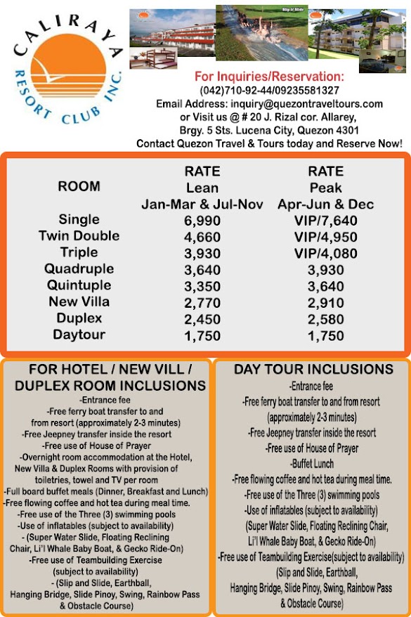 Aquascape Lake Caliraya Room Rates