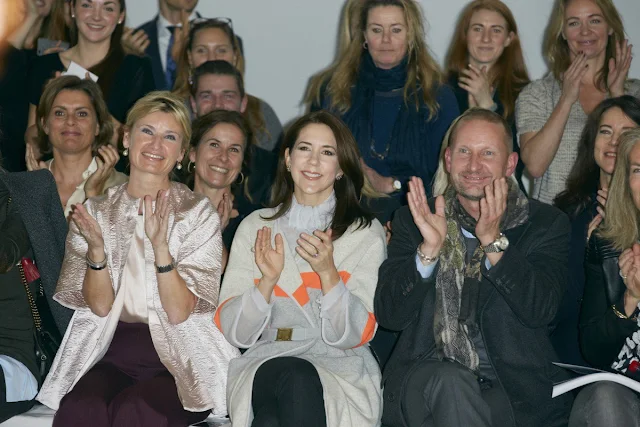 Crown Princess Mary at the Mark Kenly Domino Tan fashion show in Copenhagen
