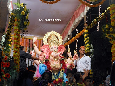 A Ganesha idol being taken for Ganesh Visarjan in Mumbai