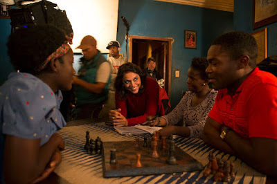 Mira Nair on the set of Queen of Katwe