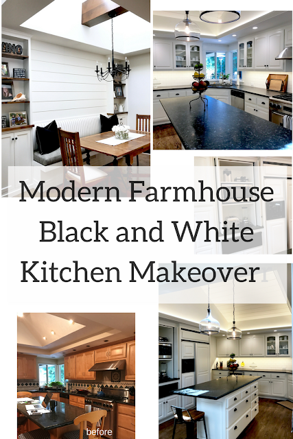 BLACK AND WHITE MODERN FARMHOUSE KITCHEN Before and After