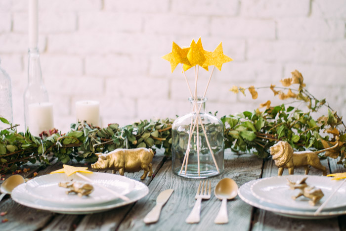 Decoración mesa dorado